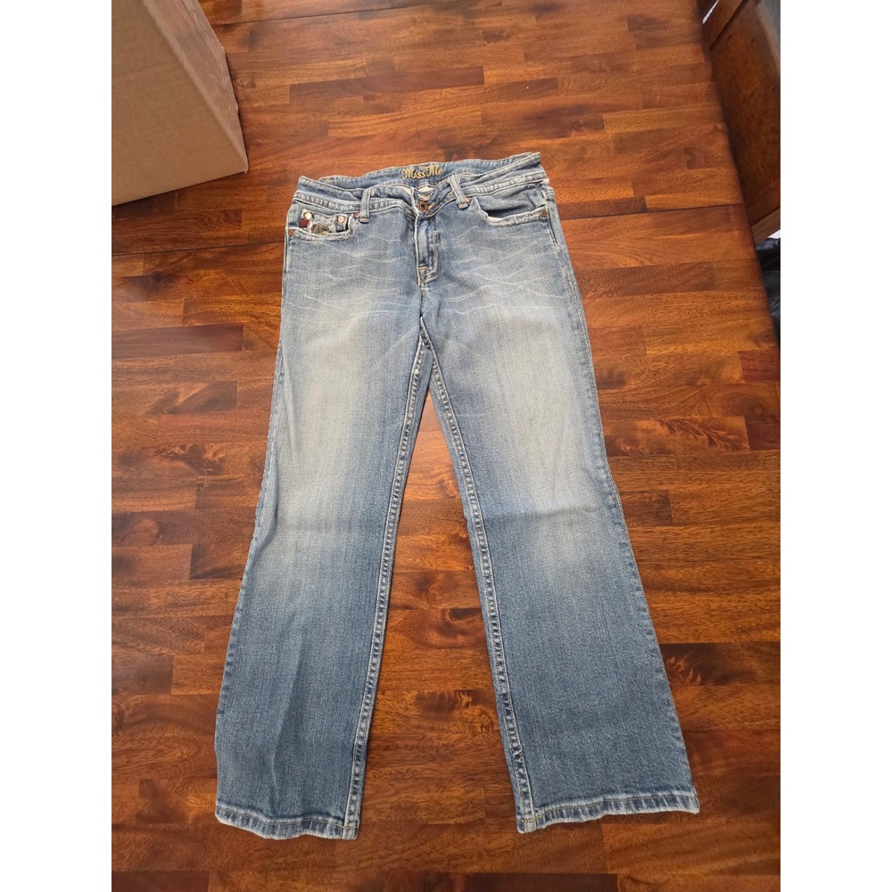 Miss Me Windsor Camo Inlay Bootcut Jeans Light Wash Distressed Size 30 227
